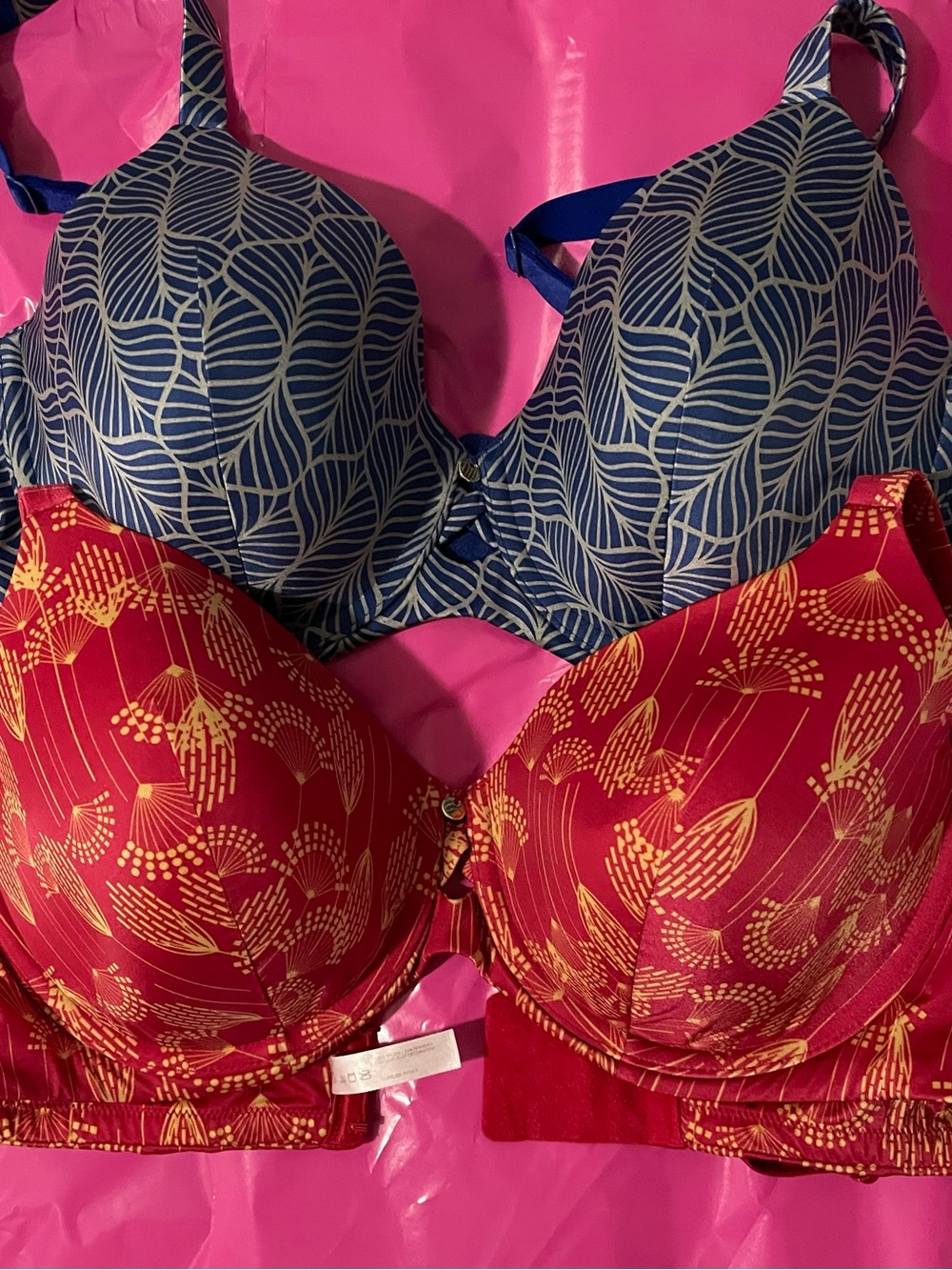Women’s Printed Underwire Bra - Blue & Red